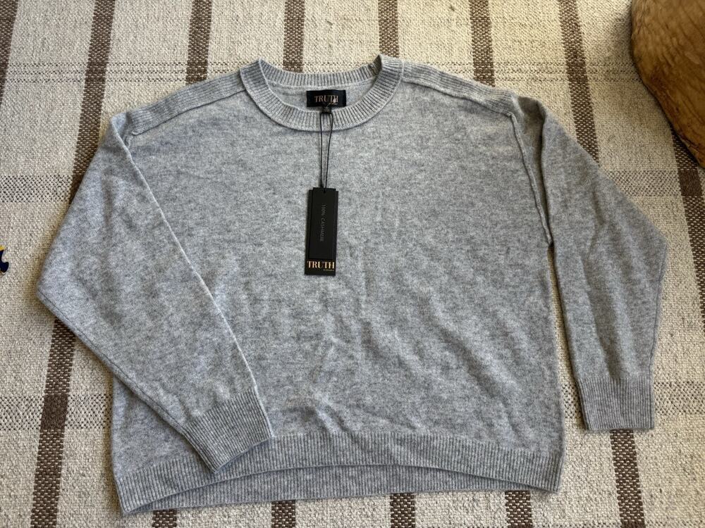 Truth By Republic 100% Cashmere Sweater Gray Oversized Crew Women’s Medium
